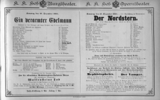 Theaterzettel (Oper und Burgtheater in Wien) 18841221 Seite: 1