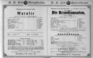 Theaterzettel (Oper und Burgtheater in Wien) 18841227 Seite: 1