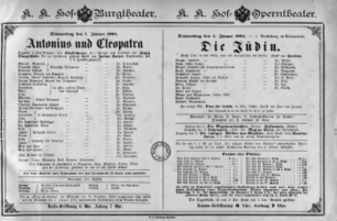 Theaterzettel (Oper und Burgtheater in Wien) 18850101 Seite: 1