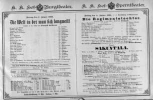 Theaterzettel (Oper und Burgtheater in Wien) 18850102 Seite: 1