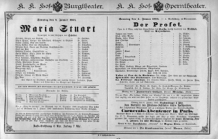Theaterzettel (Oper und Burgtheater in Wien) 18850104 Seite: 1