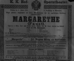 Theaterzettel (Oper und Burgtheater in Wien) 18850106 Seite: 1