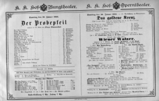 Theaterzettel (Oper und Burgtheater in Wien) 18850110 Seite: 1