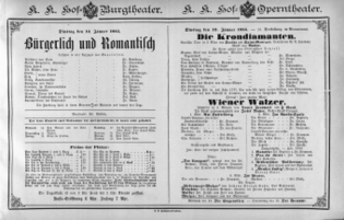 Theaterzettel (Oper und Burgtheater in Wien) 18850113 Seite: 1
