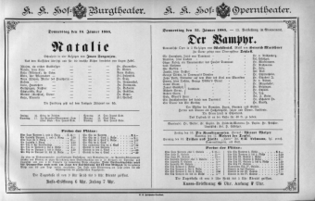 Theaterzettel (Oper und Burgtheater in Wien) 18850115 Seite: 1