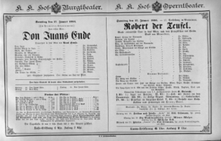 Theaterzettel (Oper und Burgtheater in Wien) 18850117 Seite: 1