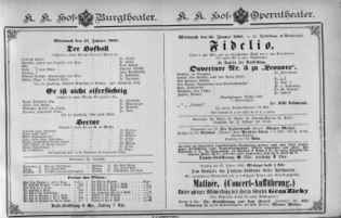 Theaterzettel (Oper und Burgtheater in Wien) 18850121 Seite: 1