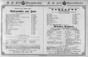 Theaterzettel (Oper und Burgtheater in Wien) 18850127 Seite: 1