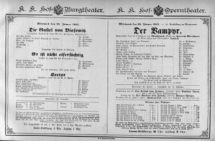 Theaterzettel (Oper und Burgtheater in Wien) 18850128 Seite: 1