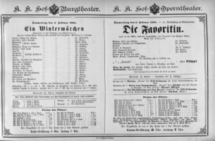Theaterzettel (Oper und Burgtheater in Wien) 18850205 Seite: 1