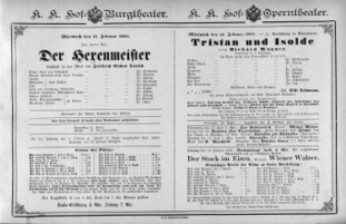 Theaterzettel (Oper und Burgtheater in Wien) 18850211 Seite: 1