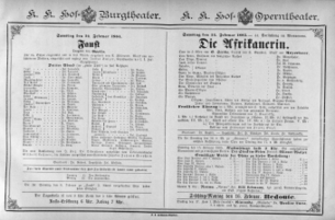 Theaterzettel (Oper und Burgtheater in Wien) 18850214 Seite: 1