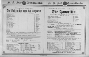 Theaterzettel (Oper und Burgtheater in Wien) 18850224 Seite: 1