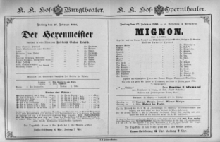 Theaterzettel (Oper und Burgtheater in Wien) 18850227 Seite: 1