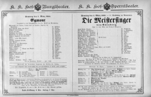 Theaterzettel (Oper und Burgtheater in Wien) 18850301 Seite: 1