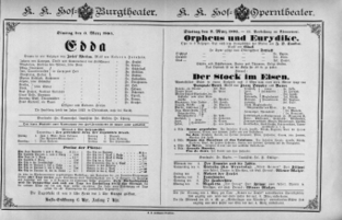 Theaterzettel (Oper und Burgtheater in Wien) 18850303 Seite: 1