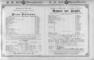 Theaterzettel (Oper und Burgtheater in Wien) 18850306 Seite: 1