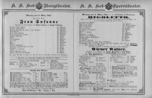 Theaterzettel (Oper und Burgtheater in Wien) 18850309 Seite: 1