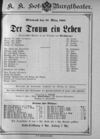 Theaterzettel (Oper und Burgtheater in Wien) 18850325 Seite: 1