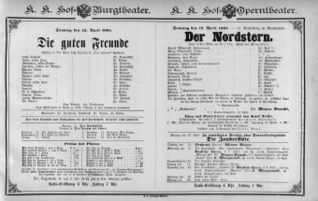 Theaterzettel (Oper und Burgtheater in Wien) 18850412 Seite: 1