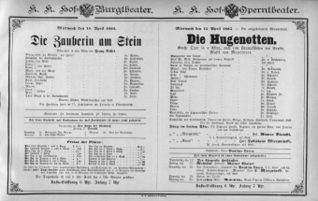 Theaterzettel (Oper und Burgtheater in Wien) 18850415 Seite: 1