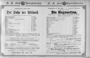 Theaterzettel (Oper und Burgtheater in Wien) 18850503 Seite: 1