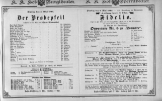 Theaterzettel (Oper und Burgtheater in Wien) 18850505 Seite: 1