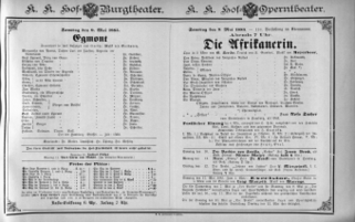 Theaterzettel (Oper und Burgtheater in Wien) 18850509 Seite: 1