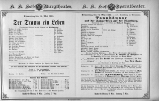 Theaterzettel (Oper und Burgtheater in Wien) 18850514 Seite: 1