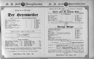 Theaterzettel (Oper und Burgtheater in Wien) 18850515 Seite: 1
