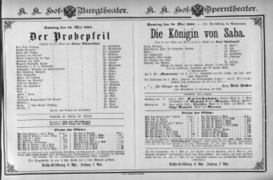 Theaterzettel (Oper und Burgtheater in Wien) 18850516 Seite: 1