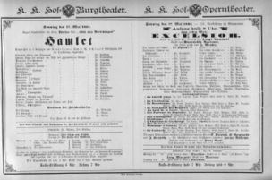 Theaterzettel (Oper und Burgtheater in Wien) 18850517 Seite: 1