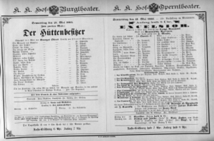 Theaterzettel (Oper und Burgtheater in Wien) 18850521 Seite: 1