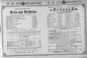 Theaterzettel (Oper und Burgtheater in Wien) 18850522 Seite: 1