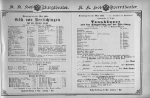 Theaterzettel (Oper und Burgtheater in Wien) 18850531 Seite: 1