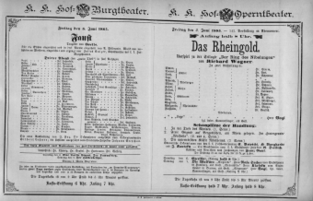 Theaterzettel (Oper und Burgtheater in Wien) 18850605 Seite: 1