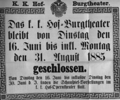 Theaterzettel (Oper und Burgtheater in Wien) 18850616 Seite: 1