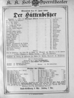 Theaterzettel (Oper und Burgtheater in Wien) 18850617 Seite: 1