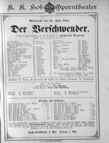 Theaterzettel (Oper und Burgtheater in Wien) 18850624 Seite: 1
