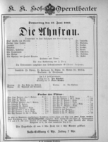 Theaterzettel (Oper und Burgtheater in Wien) 18850625 Seite: 1
