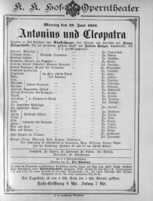Theaterzettel (Oper und Burgtheater in Wien) 18850629 Seite: 1