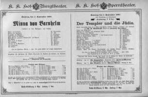 Theaterzettel (Oper und Burgtheater in Wien) 18850905 Seite: 1