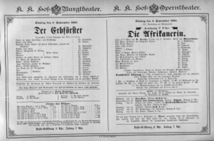 Theaterzettel (Oper und Burgtheater in Wien) 18850908 Seite: 1