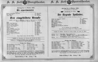 Theaterzettel (Oper und Burgtheater in Wien) 18851002 Seite: 1