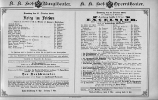 Theaterzettel (Oper und Burgtheater in Wien) 18851017 Seite: 1