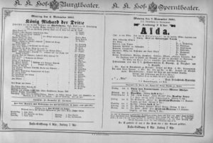 Theaterzettel (Oper und Burgtheater in Wien) 18851102 Seite: 1