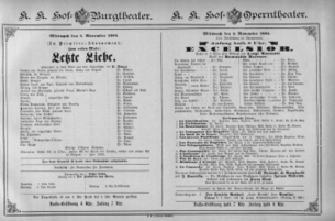 Theaterzettel (Oper und Burgtheater in Wien) 18851104 Seite: 1