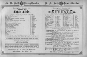 Theaterzettel (Oper und Burgtheater in Wien) 18851107 Seite: 1
