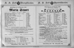 Theaterzettel (Oper und Burgtheater in Wien) 18851112 Seite: 1
