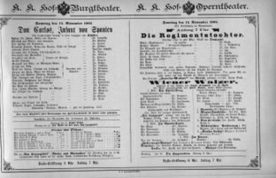 Theaterzettel (Oper und Burgtheater in Wien) 18851114 Seite: 1
